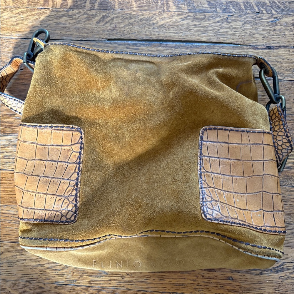 Plinio Visona Tan Suede Bag Vintage